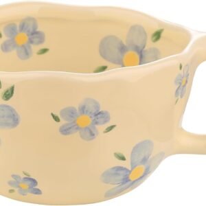 Ceramic Cup, Cute Coffee Mug, Strawberry Mug, Aesthetic Coffee Mug, Retro Flower Mug, Ceramic Tea, 10oz/300ml for Tea Coffee, Milk and Oatmeal