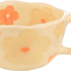 Ceramic Cup, Cute Coffee Mug, Strawberry Mug, Aesthetic Coffee Mug, Retro Flower Mug, Ceramic Tea, 10oz/300ml for Tea Coffee, Milk and Oatmeal