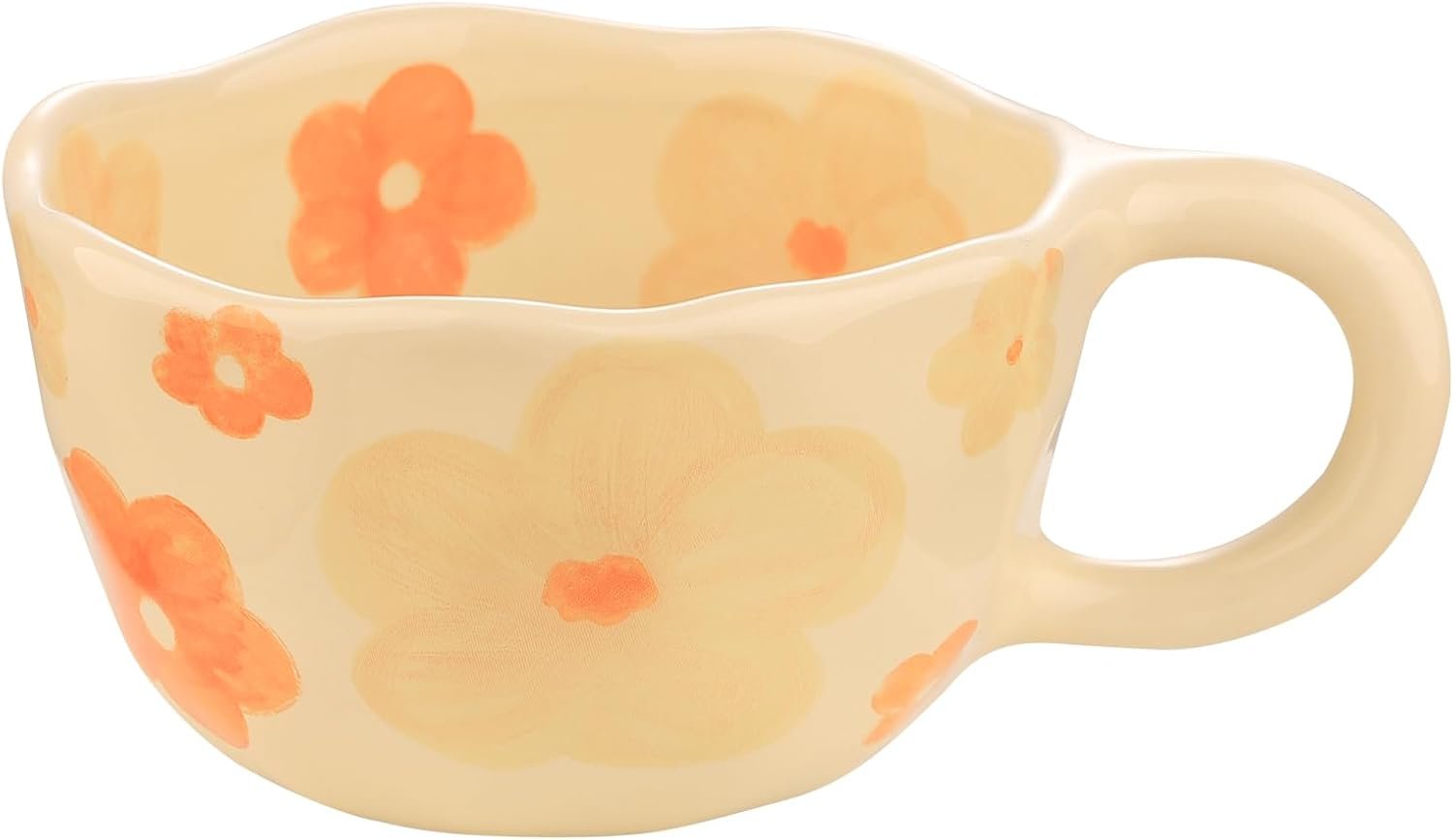 Ceramic Cup, Cute Coffee Mug, Strawberry Mug, Aesthetic Coffee Mug, Retro Flower Mug, Ceramic Tea, 10oz/300ml for Tea Coffee, Milk and Oatmeal