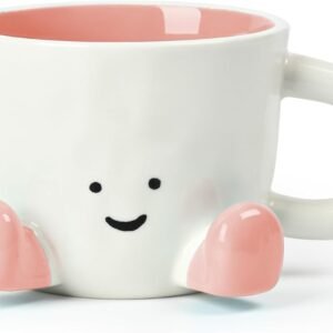 Coffee Mugs,Cute funny Mug For Women, 380ml Unique Ceramic Coffee Tea Cups, Office Mug Gift (pink)