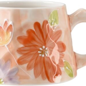13oz ceramic mug, enlarged and thickened breakfast cup, suitable for spring, summer, autumn and winter, hand-painted cup, a personalized gift for girlfriend.