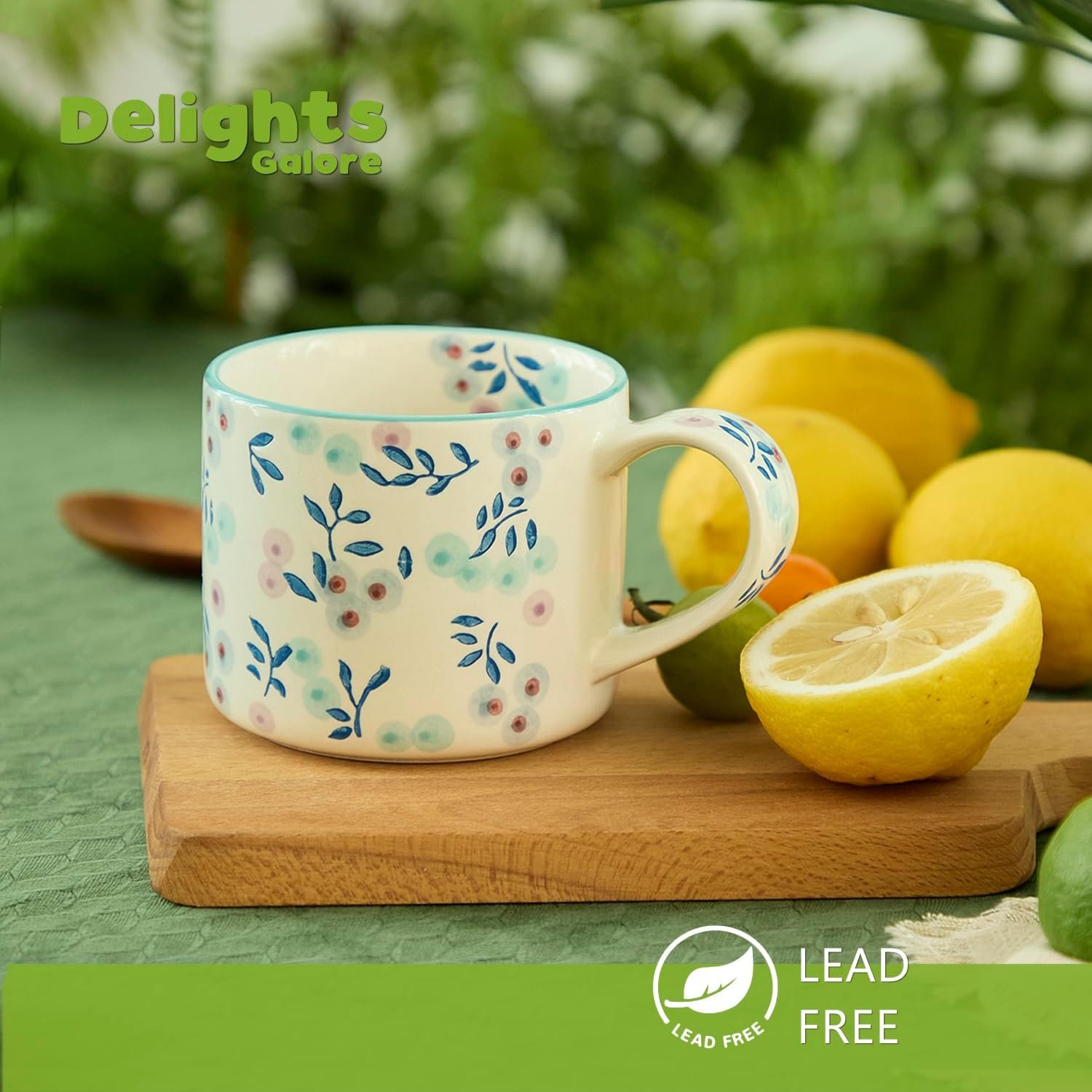 Artisanal Handcrafted Ceramic Coffee Mug - 12oz White Ceramic Tea Cup with Intricate Blue Purple Floral Design, Comfort Handle, Dishwasher Safe Traditional Mug for Home & Office Use - Image 2