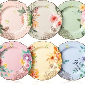 - Porcelain Floral Plates, 8 inch, Set of 6, Royal Dessert Plates, Appetizer Plates, Floral Plates, Salad Plates, Small Plates, Small Plates Set, Small Dishes, Dinnerware