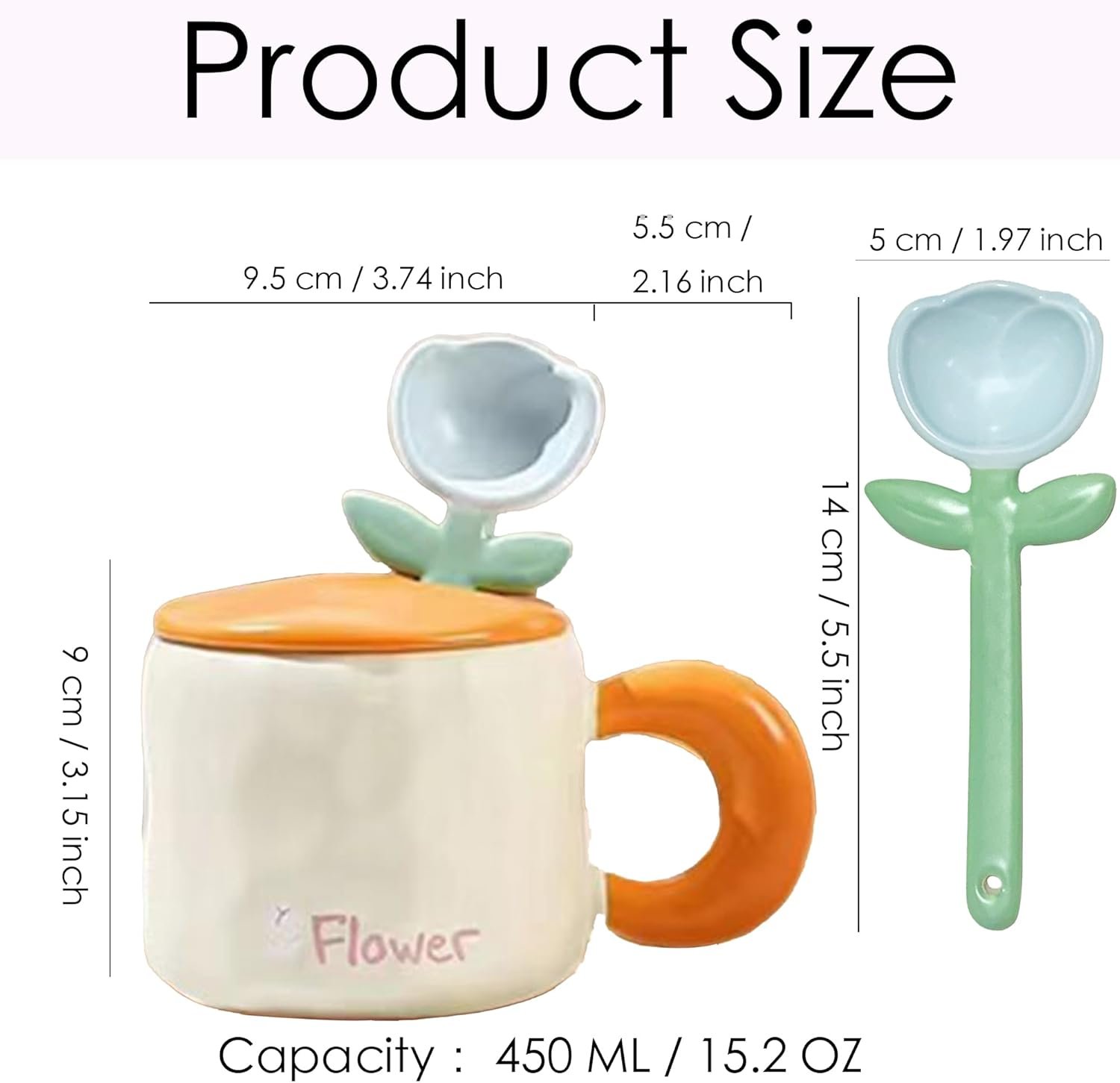 Mug With Lid Funny Coffee Mug 15 OZ Blue Tulip Mugs Gift Ceramic Tea Christmas Tea Coffee Flower Cup Floral Birthday Gift for Women Girlfriend - Image 2